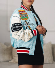 Load image into Gallery viewer, Baby blue varsity jacket (UNISEX)