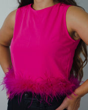 Load image into Gallery viewer, Pink feather crop top