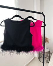 Load image into Gallery viewer, Pink feather crop top