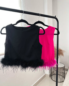 Pink feather crop top