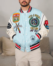 Load image into Gallery viewer, Baby blue varsity jacket (UNISEX)