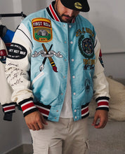 Load image into Gallery viewer, Baby blue varsity jacket (UNISEX)